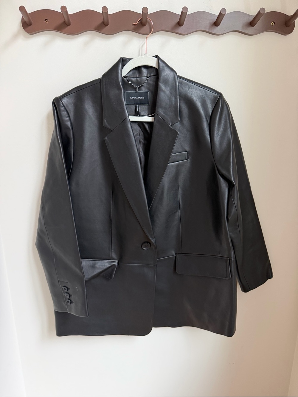 Black Faux Leather Blazer Size XL